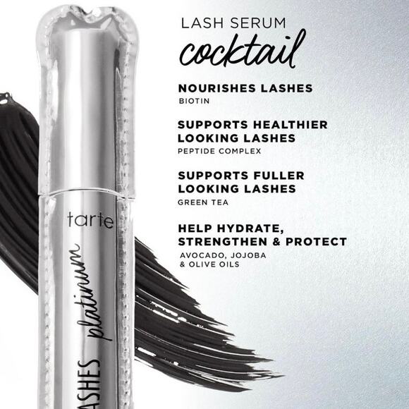 Tarte Lights Camera Lashes Platinum Mascara Full Size NIB Black Serum Hybrid - Picture 4 of 14